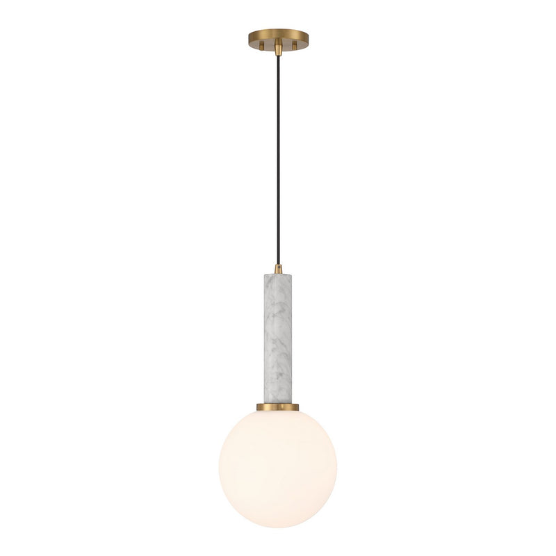 Savoy House 7-2902-1-264 One Light Pendant, White Marble w/Warm Brass