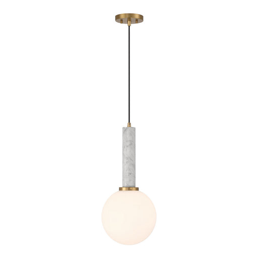 Savoy House 7-2902-1-264 One Light Pendant, White Marble w/Warm Brass