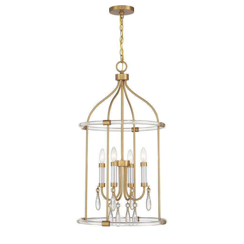 Savoy House 7-7714-4-195 Four Light Pendant, Warm Brass/Chrome