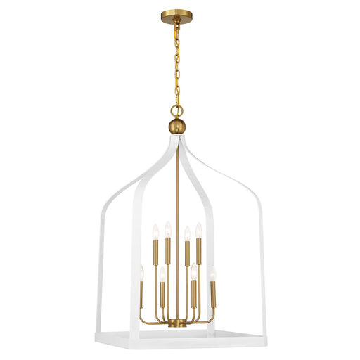 Savoy House 7-7800-8-142 Eight Light Pendant, White w/Warm Brass