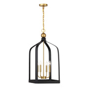 Savoy House 7-7802-4-143 Four Light Pendant, Matte Black w/Warm Brass