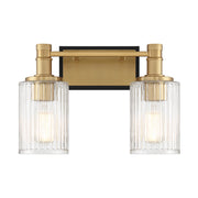 Savoy House 8-1102-2-143 Two Light Bathroom Vanity, Matte Black w/Warm Brass