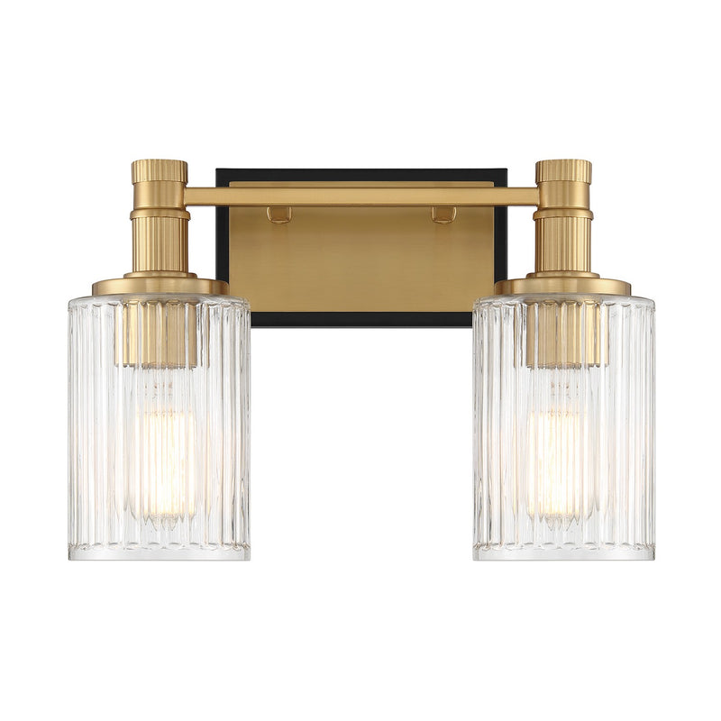 Savoy House 8-1102-2-143 Two Light Bathroom Vanity, Matte Black w/Warm Brass