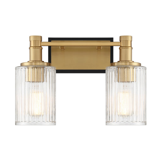 Savoy House 8-1102-2-143 Two Light Bathroom Vanity, Matte Black w/Warm Brass