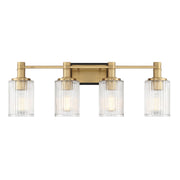 Savoy House 8-1102-4-143 Four Light Bathroom Vanity, Matte Black w/Warm Brass