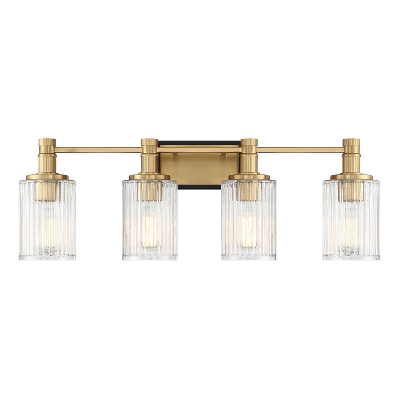 Savoy House 8-1102-4-143 Four Light Bathroom Vanity, Matte Black w/Warm Brass