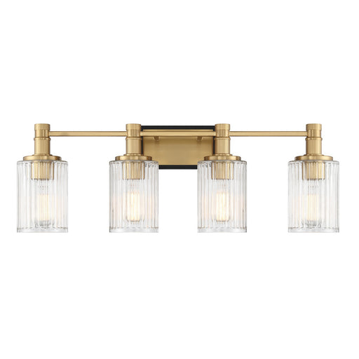 Savoy House 8-1102-4-143 Four Light Bathroom Vanity, Matte Black w/Warm Brass