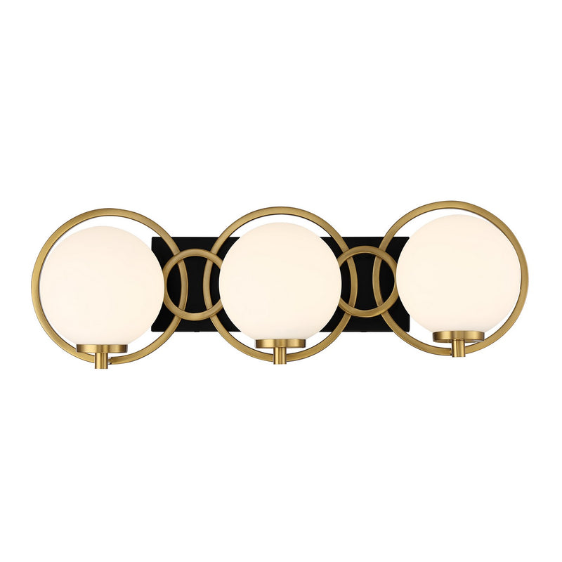 Savoy House 8-6180-3-143 Three Light Bathroom Vanity, Matte Black w/Warm Brass