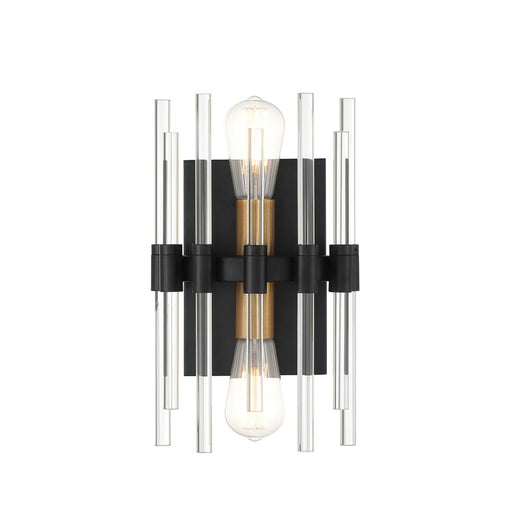 Savoy House 9-1935-2-143 Two Light Wall Sconce, Matte Black w/Warm Brass