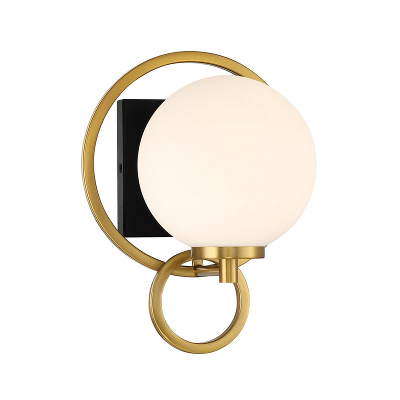 Savoy House 9-6180-1-143 One Light Wall Sconce, Matte Black w/Warm Brass