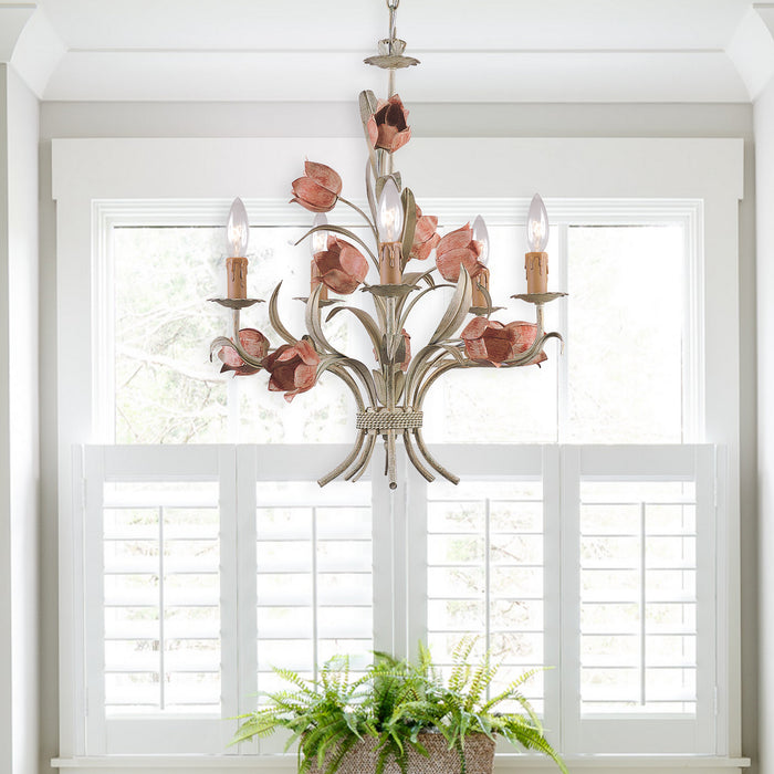 Crystorama 4805-SR Southport Five Light Chandelier Sage Rose Alternate Image 4.jpg
