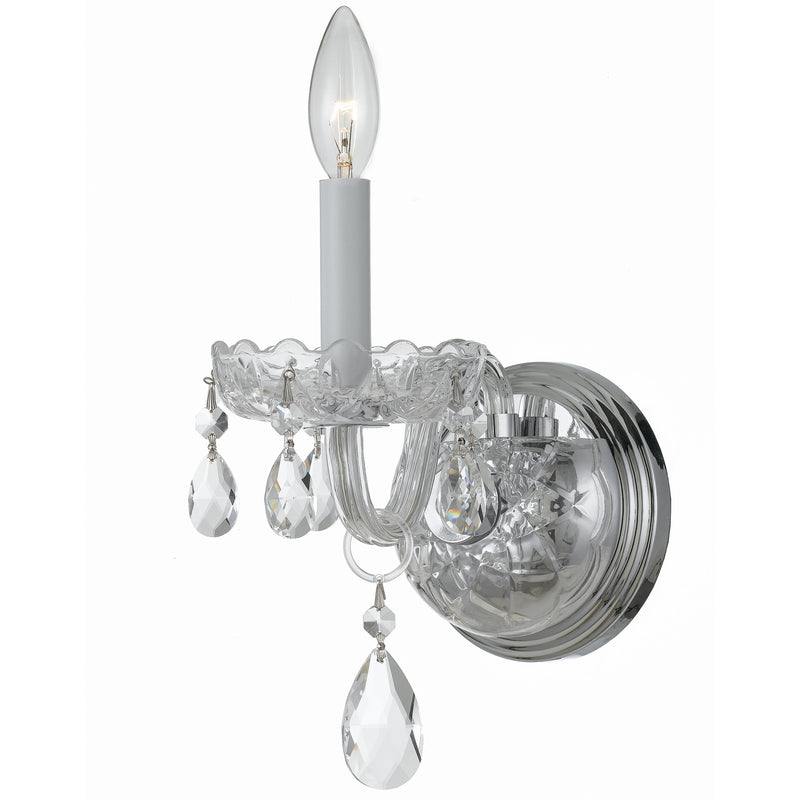 Crystorama 1031-CH-CL-MWP Traditional Crystal One Light Wall Sconce Polished Chrome Main Image.jpg