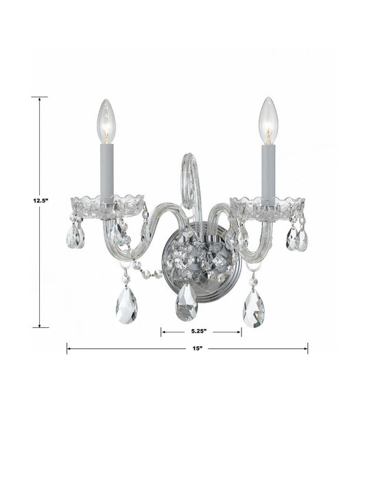 Crystorama 1032-CH-CL-MWP Traditional Crystal Two Light Wall Sconce Polished Chrome Alternate Image 4.jpg