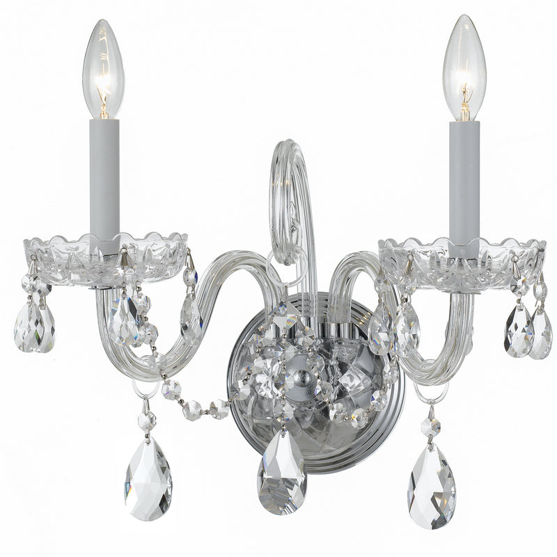 Crystorama 1032-CH-CL-MWP Traditional Crystal Two Light Wall Sconce Polished Chrome Main Image.jpg