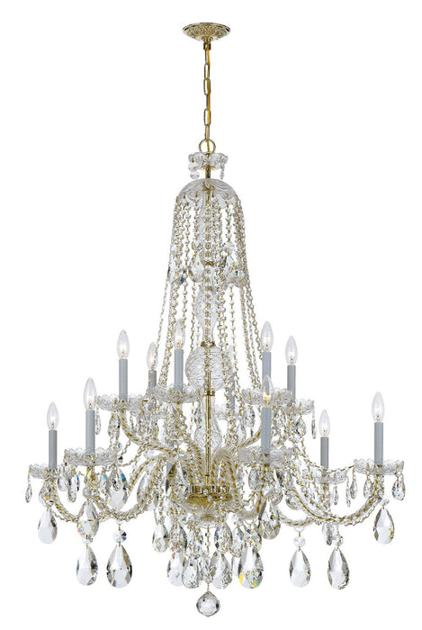 Crystorama 1112-PB-CL-MWP Traditional Crystal 12 Light Chandelier Polished Brass Main Image.jpg