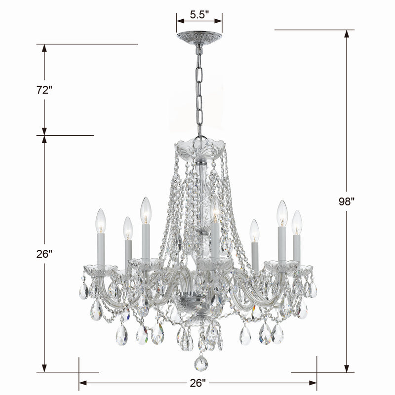 Crystorama 1138-CH-CL-MWP Traditional Crystal Eight Light Chandelier Polished Chrome Alternate Image 4.jpg