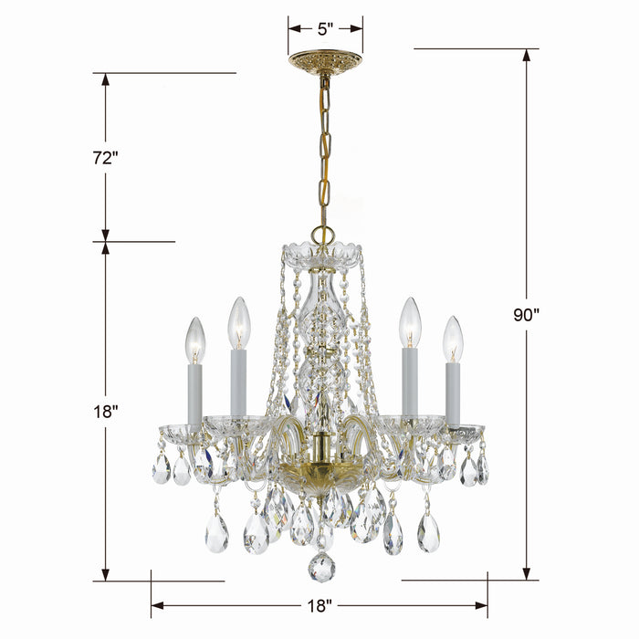 Crystorama 1061-PB-CL-MWP Traditional Crystal Five Light Mini Chandelier Polished Brass Alternate Image.jpg