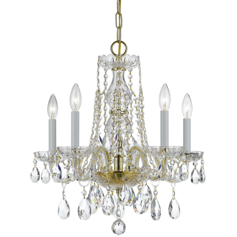 Crystorama 1061-PB-CL-MWP Traditional Crystal Five Light Mini Chandelier Polished Brass Main Image.jpg