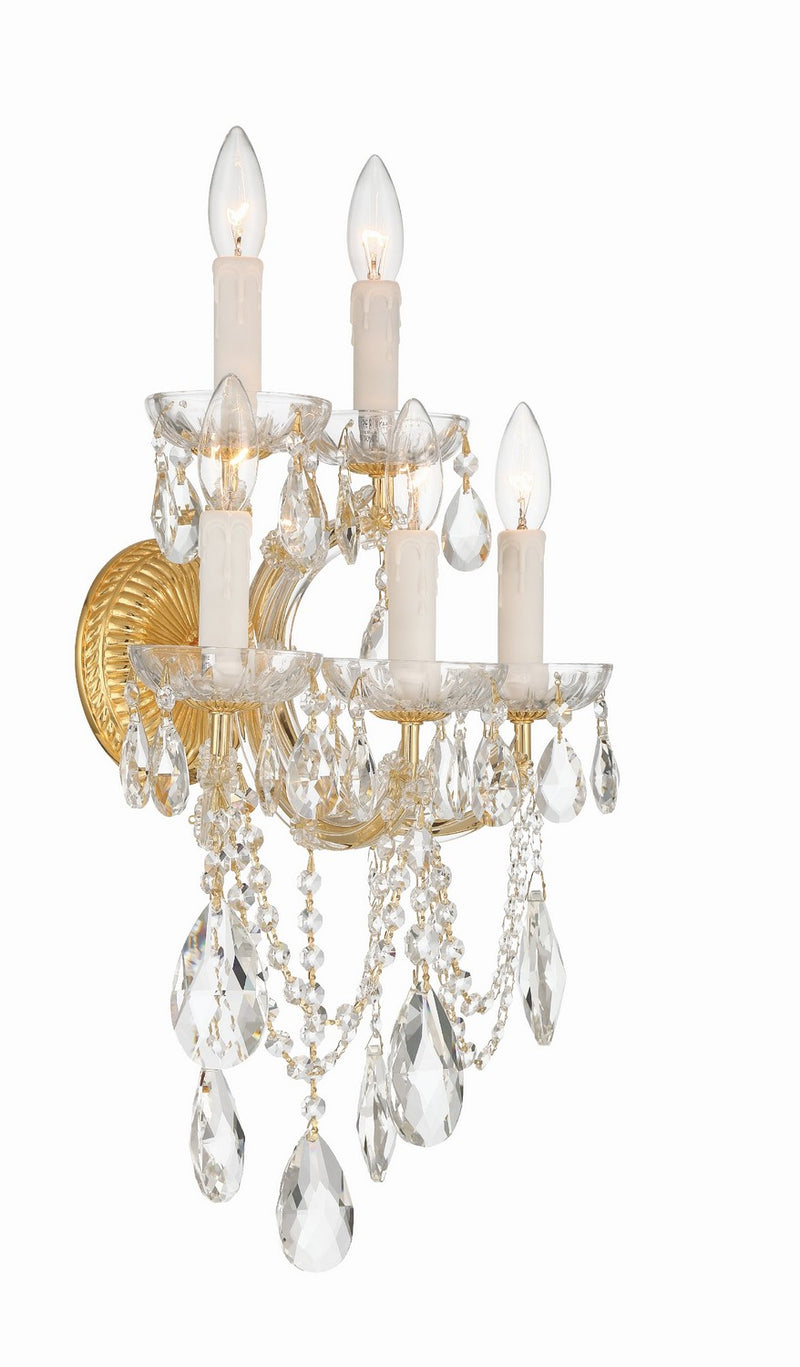 Crystorama 4425-GD-CL-MWP Maria Theresa Five Light Wall Sconce Gold Alternate Image 4.jpg