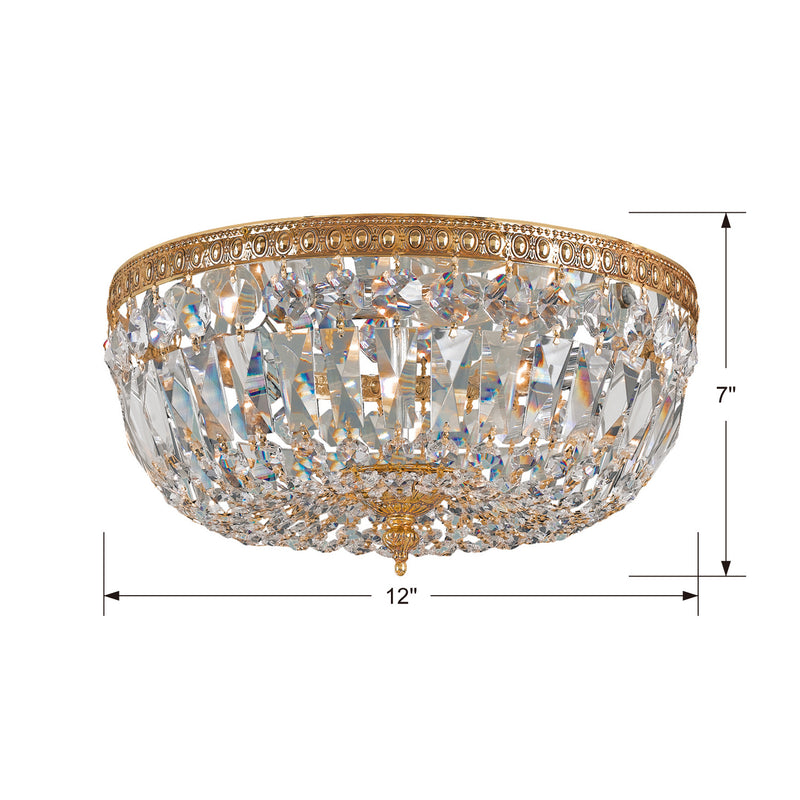 Crystorama 712-OB-CL-MWP Ceiling Mount Three Light Flush Mount Olde Brass Alternate Image 2.jpg