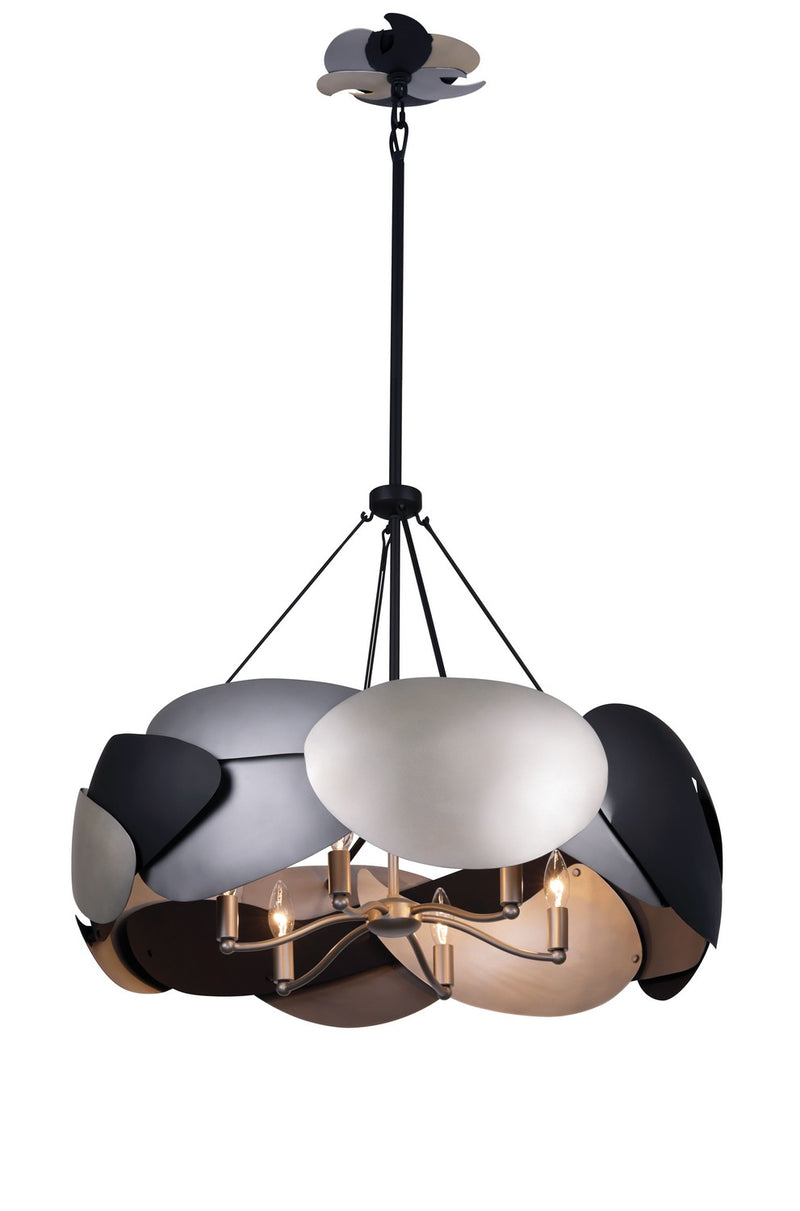 George Kovacs P1334-780 Metalo Misto Six Light Pendant, Brass/ Cola Grey / Matte Black Main Image.jpg