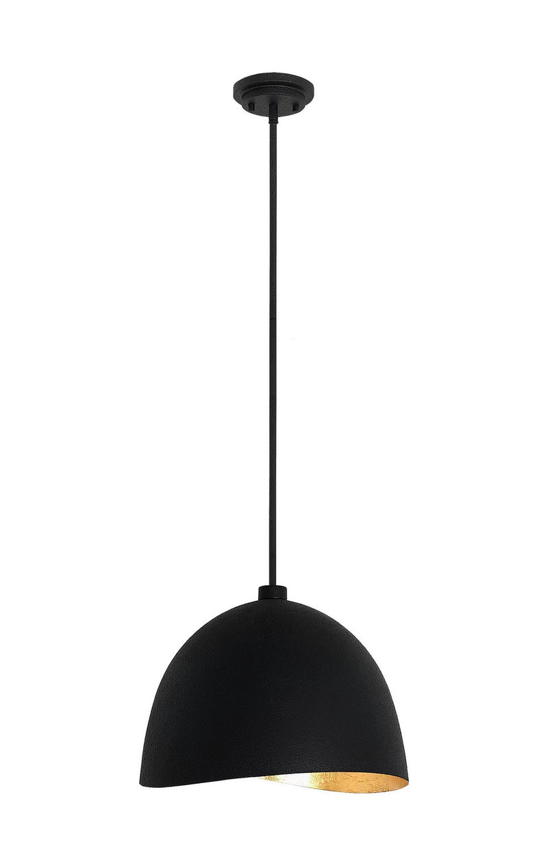 George Kovacs P1914-711 Eclos One Light Pendant, Coal With Gold Leaf Inside Main Image.jpg