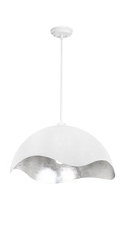 George Kovacs P1915-736 Eclos One Light Pendant, Textured White With Silver Leaf Inside Main Image.jpg