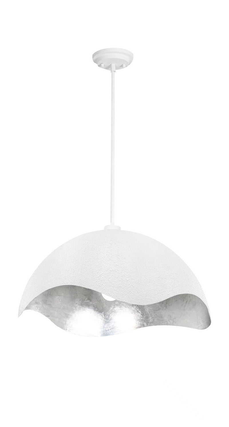George Kovacs P1915-736 Eclos One Light Pendant, Textured White With Silver Leaf Inside Main Image.jpg