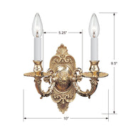 Crystorama 642-PB Cast Brass Wall Mount Two Light Wall Sconce Polished Brass Alternate Image.jpg