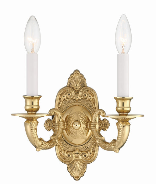 Crystorama 642-PB Cast Brass Wall Mount Two Light Wall Sconce Polished Brass Main Image.jpg