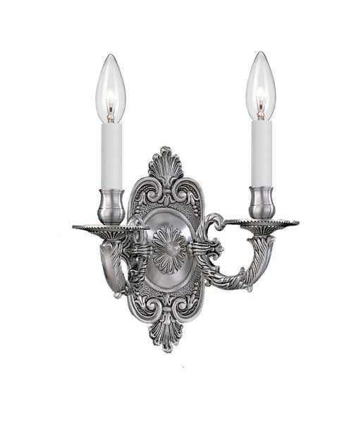 Crystorama 642-PW Cast Brass Wall Mount Two Light Wall Sconce Pewter Main Image.jpg