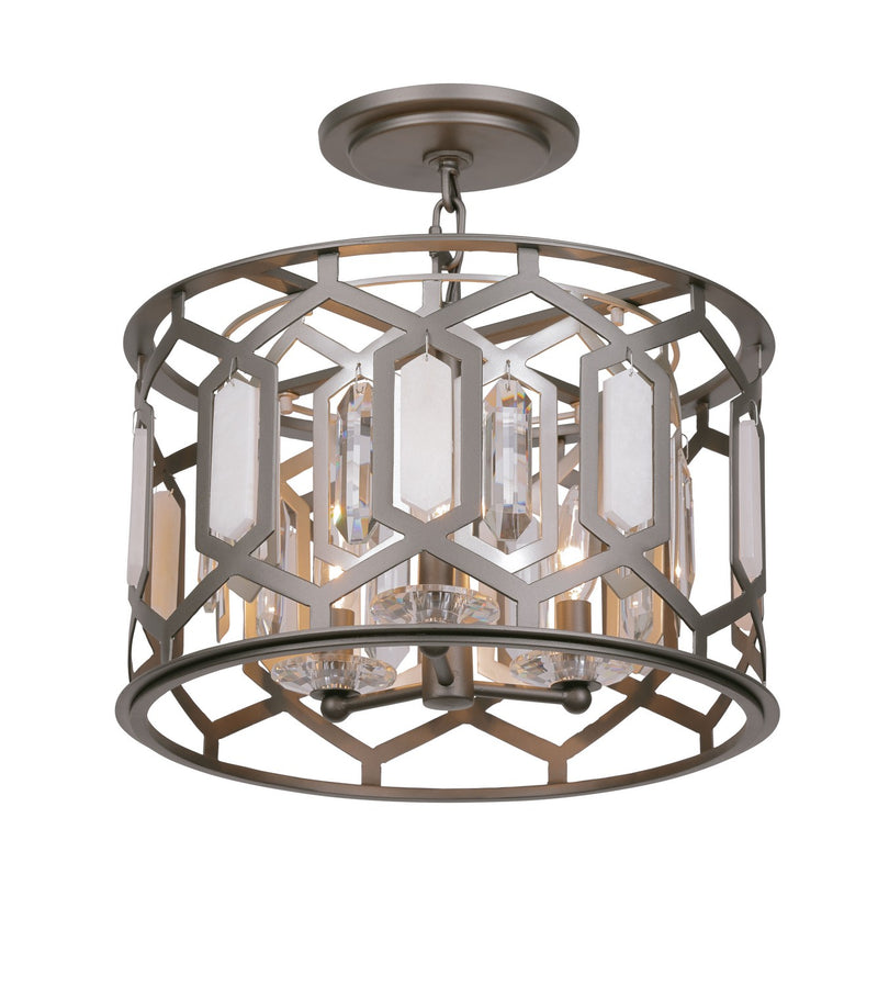 Minka Lavery 3585-795 Hexly Three Light Semi Flush Mount, Coal And Brass Main Image.jpg