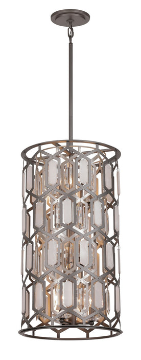 Minka Lavery 3586-795 Hexly Nine Light Foyer Pendant, Coal And Brass Main Image.jpg