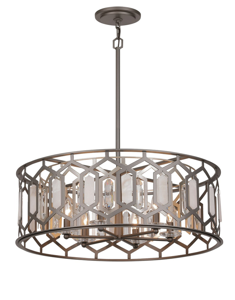 Minka Lavery 3587-795 Hexly Six Light Pendant, Coal And Brass Main Image.jpg