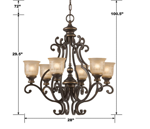 Crystorama 7416-BU Norwalk Six Light Chandelier Bronze Umber Alternate Image.jpg