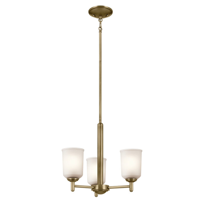 Kichler 43670NBR Three Light Mini Chandelier, Natural Brass