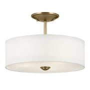 Kichler 43675NBR Three Light Semi Flush Mount, Natural Brass