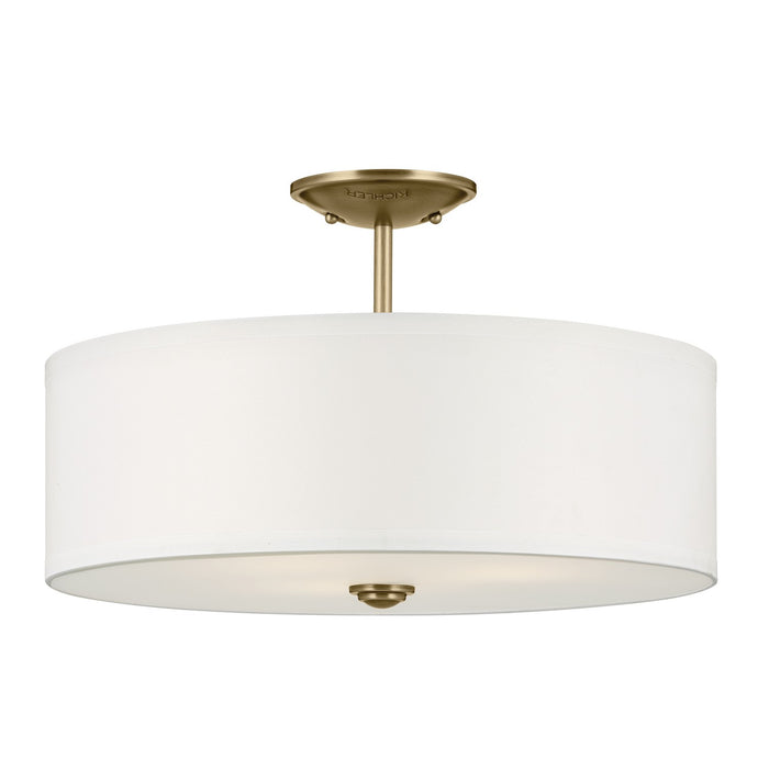 Kichler 43692NBR Three Light Semi Flush Mount, Natural Brass