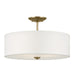 Kichler 43692NBR Three Light Semi Flush Mount, Natural Brass
