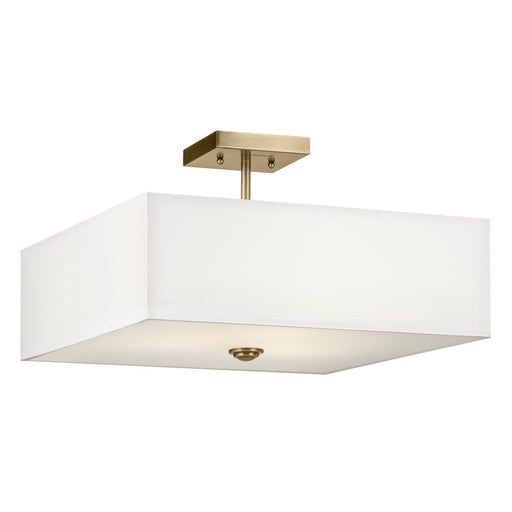 Kichler 43693NBR Three Light Semi Flush Mount, Natural Brass