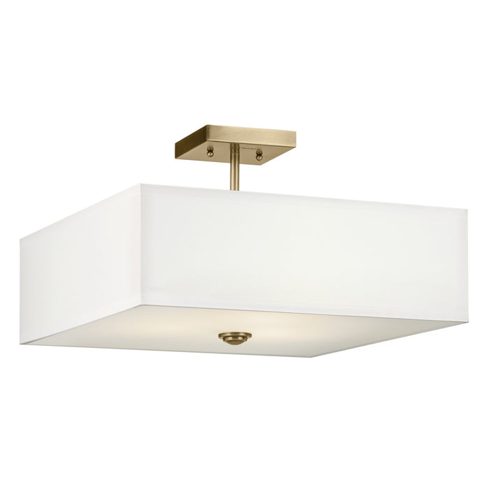 Kichler 43693NBR Three Light Semi Flush Mount, Natural Brass