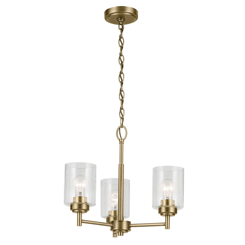 Kichler 44029NBR Three Light Mini Chandelier, Natural Brass