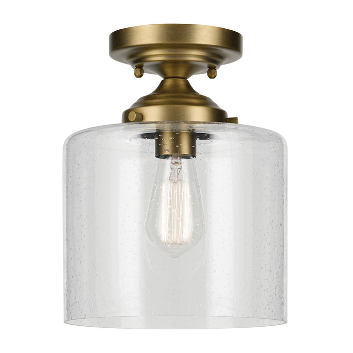 Kichler 44033NBR One Light Semi Flush Mount, Natural Brass