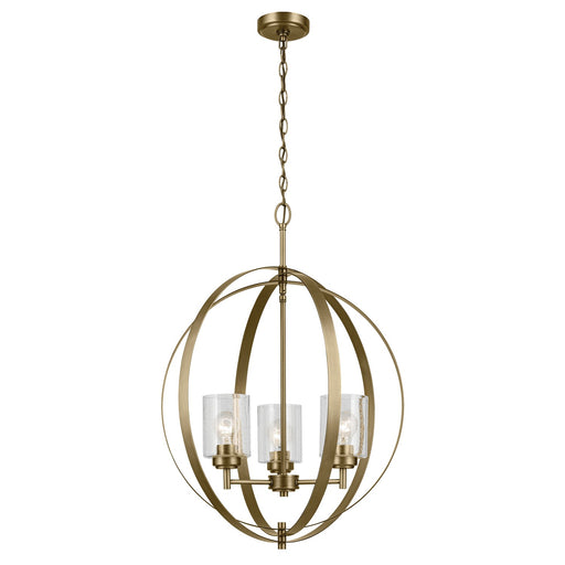 Kichler 44034NBR Three Light Chandelier, Natural Brass