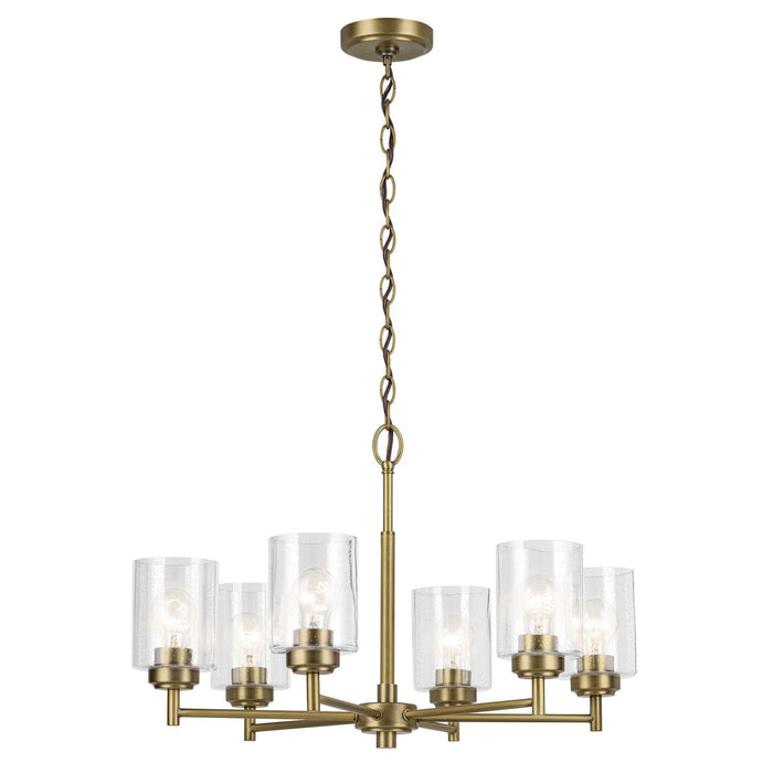 Kichler 52616NBR Six Light Chandelier, Natural Brass