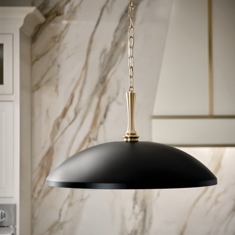 Kichler 52638BK One Light Pendant, Black