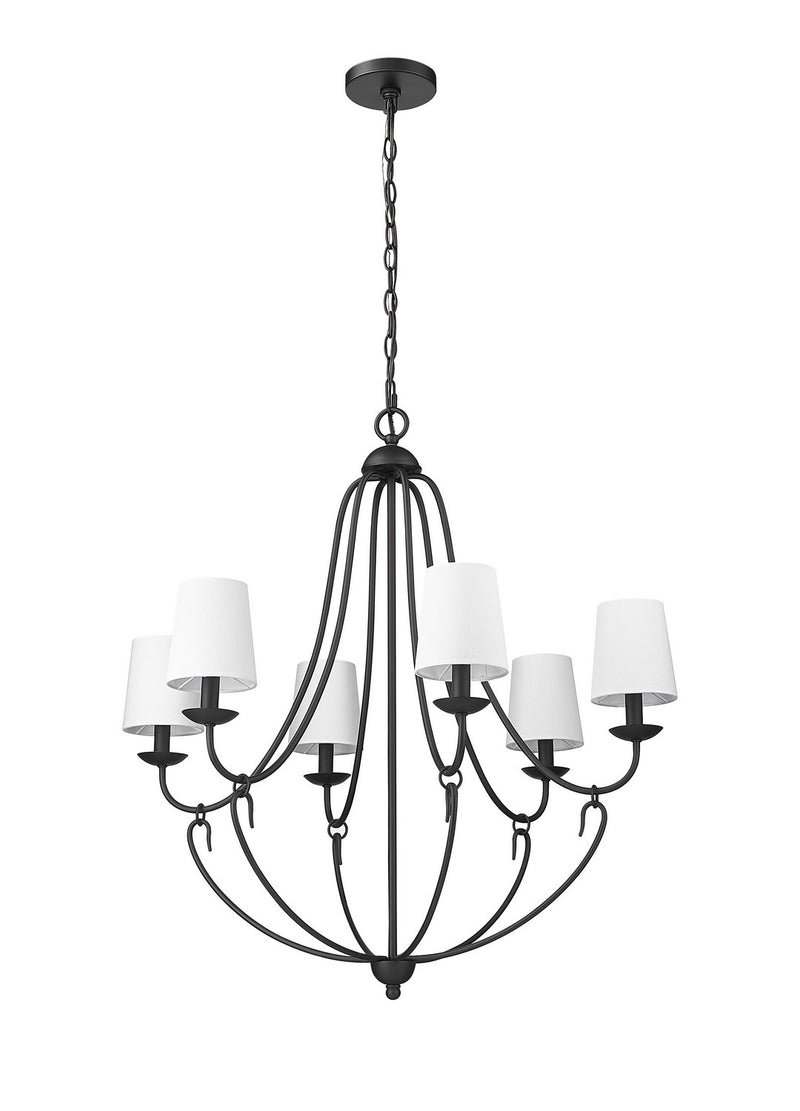 Millennium 12106-MB Eisley Six Light Chandelier, Matte Black Main Image.jpg