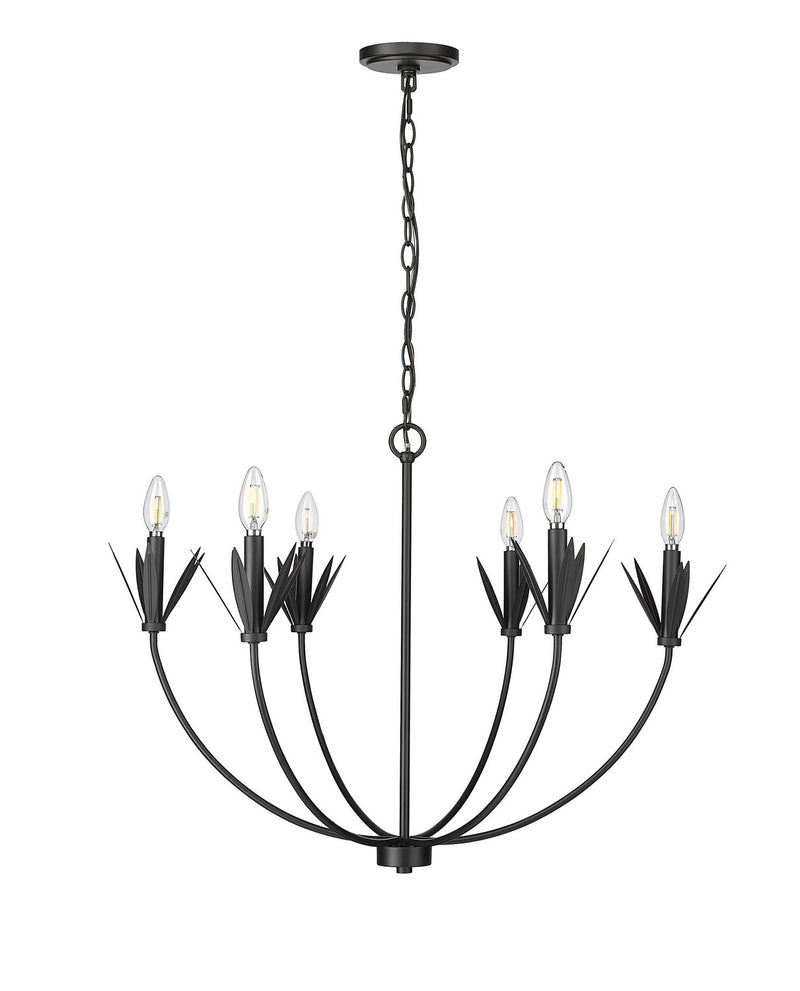 Millennium 12706-MB Primrose Six Light Chandelier, Matte Black Main Image.jpg