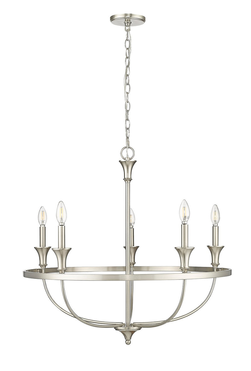 Millennium 28005-BN Emery Five Light Chandelier, Brushed Nickel Main Image.jpg