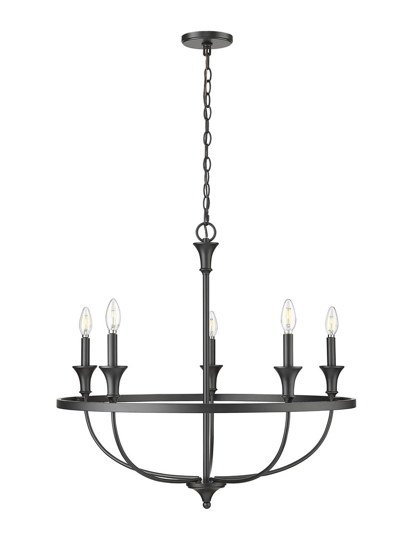 Millennium 28005-MB Emery Five Light Chandelier, Matte Black Main Image.jpg